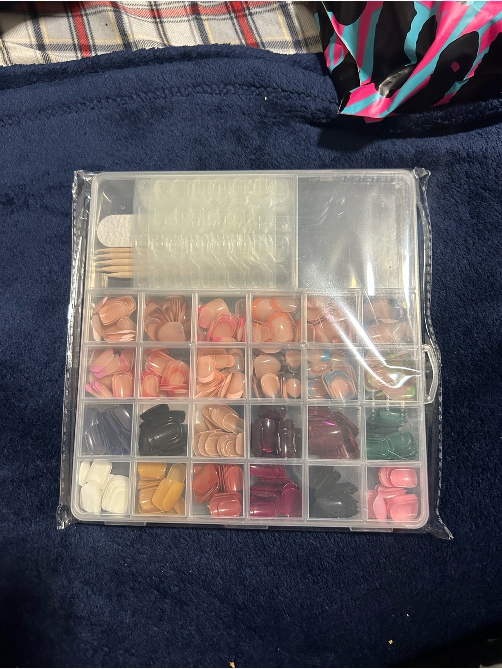 Clear Meulti-Compartment Nail Tip Storage Organizer with Assorted Colors